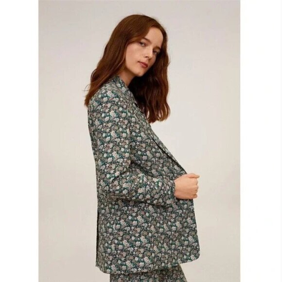 Mango MNG Floral Print Longline Blazer One Button Oversized Women's XXS - Picture 9 of 9